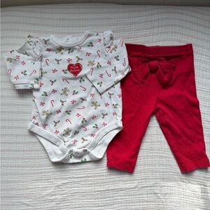 Little Me My 1st Christmas Baby Outfit Set 6M Holiday Bodysuit Red Pants